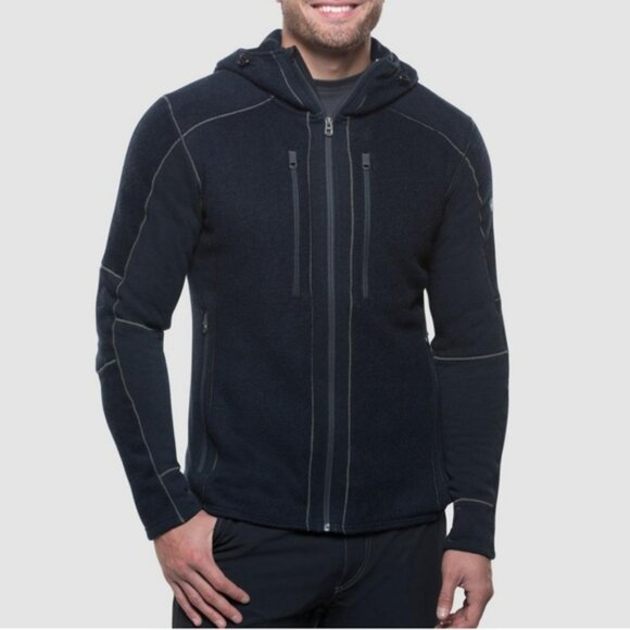 KUHL Born in the Mountains Interceptor Fleece Hoodie Black Full Zip Size Large - Picture 1 of 16